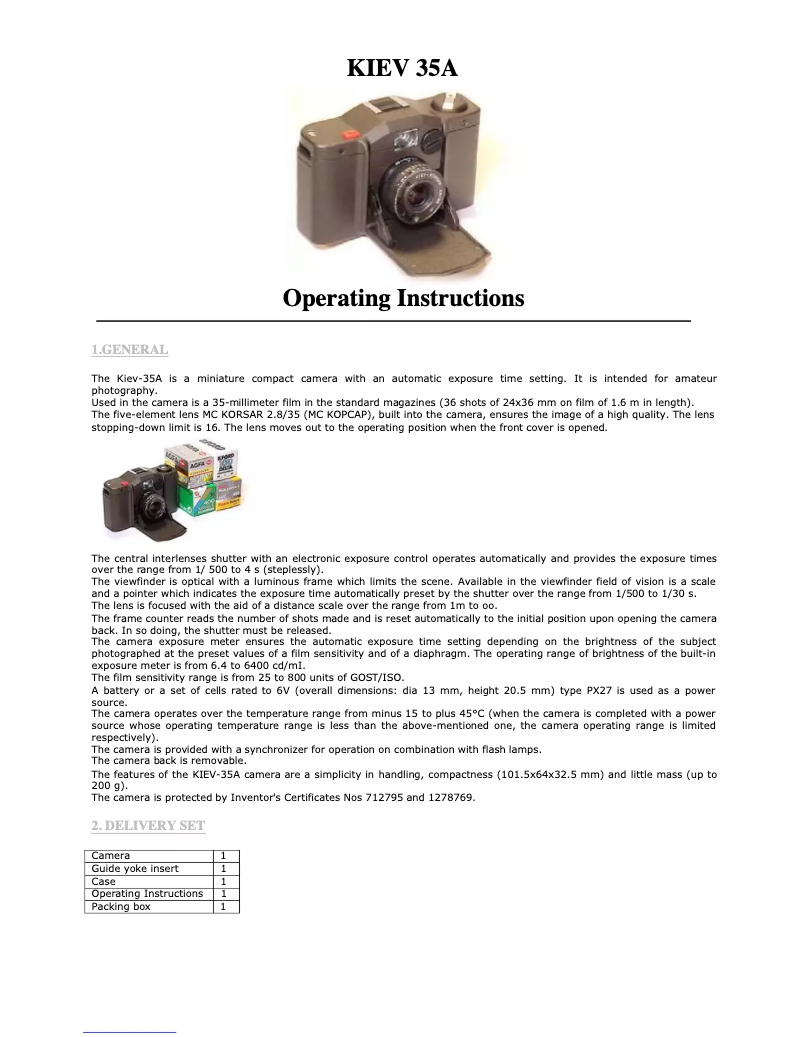 Page 1 de la notice Manuel utilisateur Kiev 35A