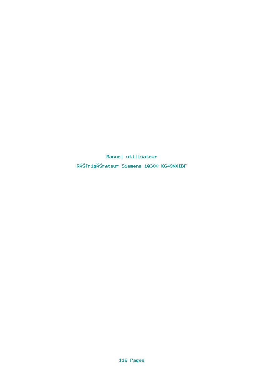 Page 1 de la notice Manuel utilisateur Siemens iQ300 KG49NXIBF
