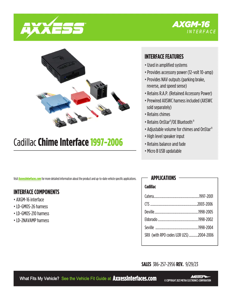 Page 1 de la notice Fiche technique AXESS AXGM-16