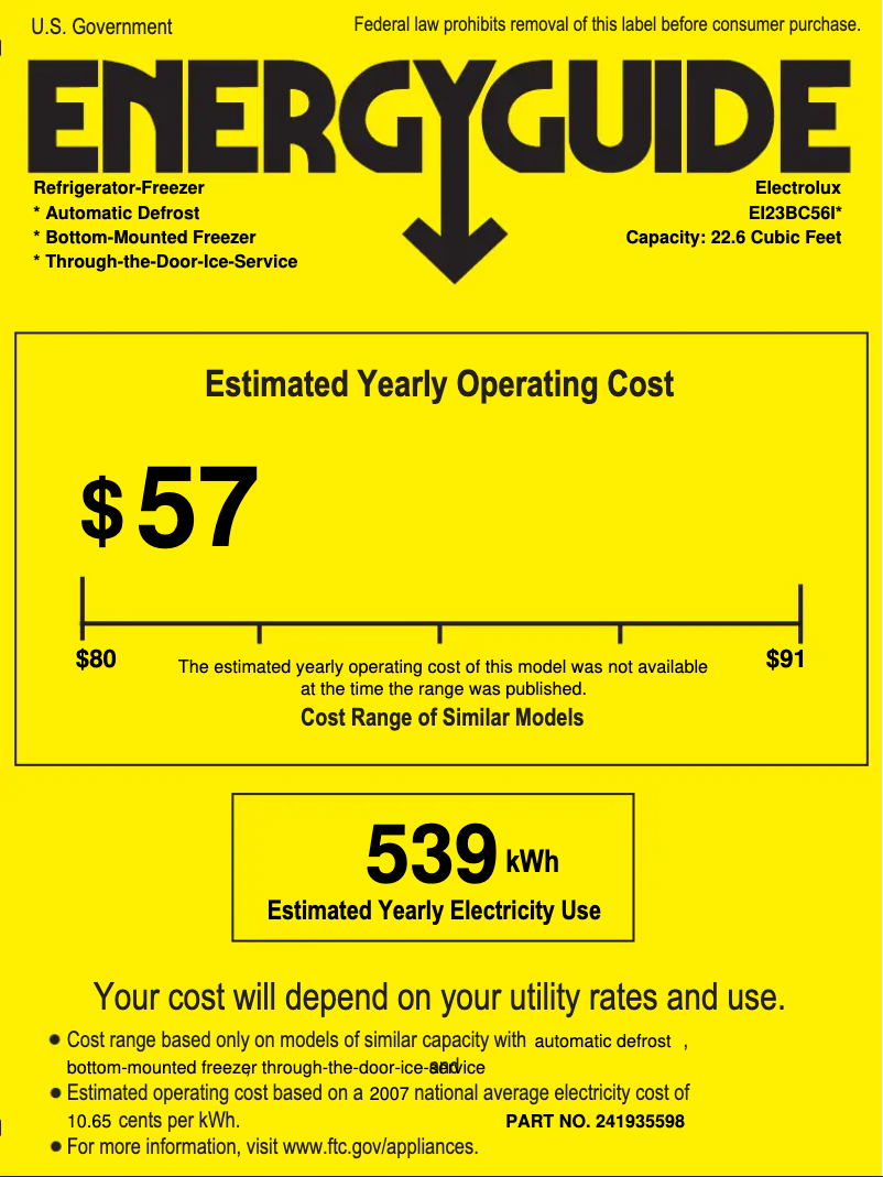 Página 1 del manual Etiqueta energética Electrolux EI23BC56IW