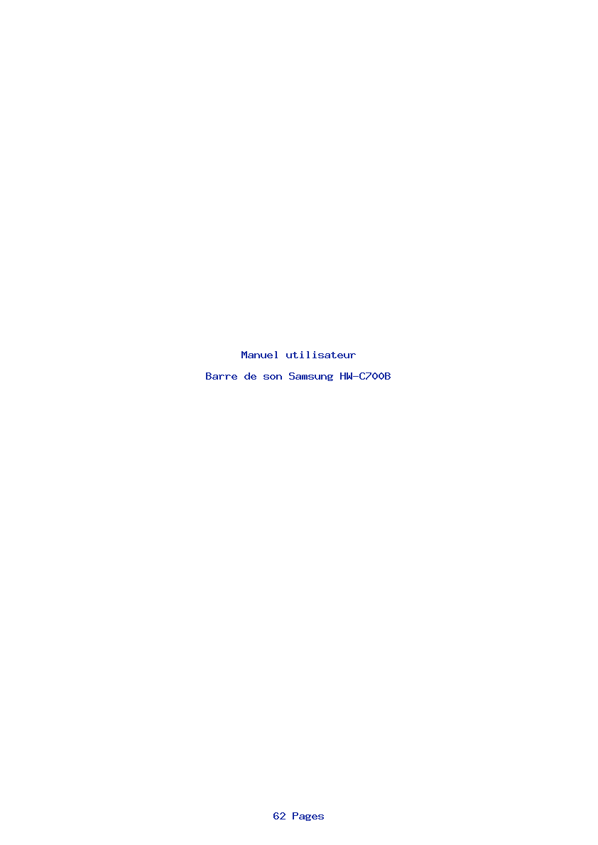 Page 1 de la notice Manuel utilisateur Samsung HW-C700B