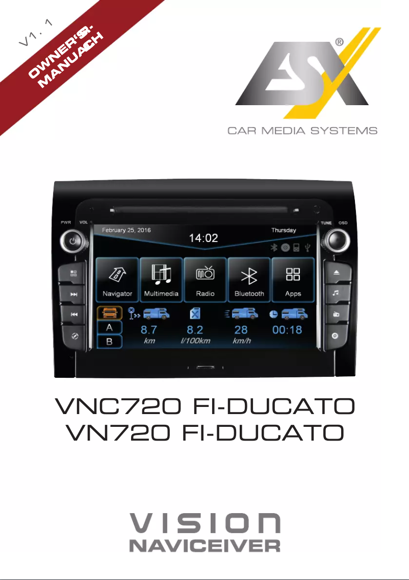 Page 1 de la notice Manuel utilisateur ESX VN720