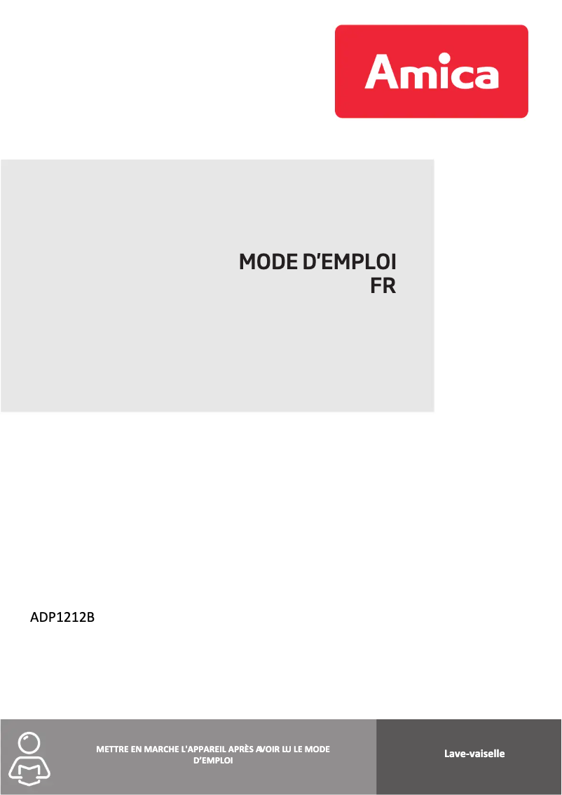 Page 1 de la notice Manuel utilisateur Amica ADP1212B