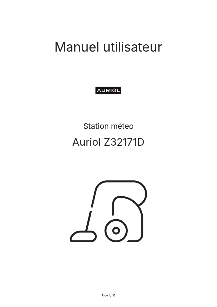 Image de la première page du manuel de l'appareil Z32171D