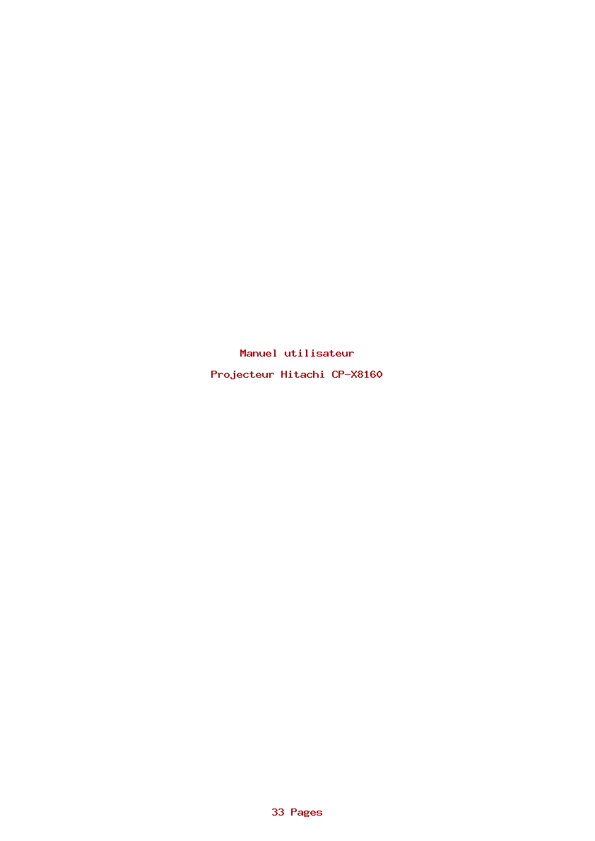 Page 1 de la notice Manuel utilisateur Hitachi CP-X8160