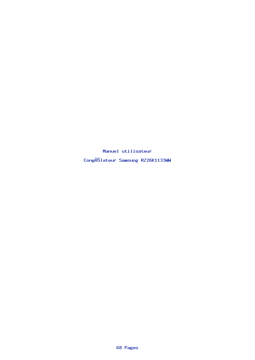 Page 1 de la notice Manuel utilisateur Samsung RZ26K1133WW
