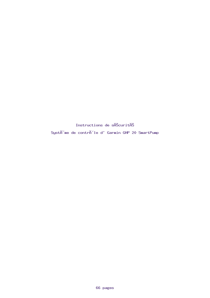 Page 1 de la notice Instructions de sécurité Garmin GHP 20 SmartPump