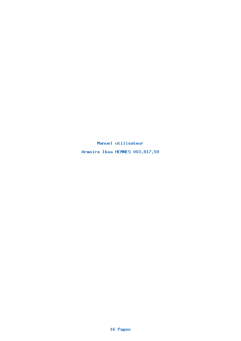Page 1 de la notice Manuel utilisateur Ikea HEMNES 003.817.59