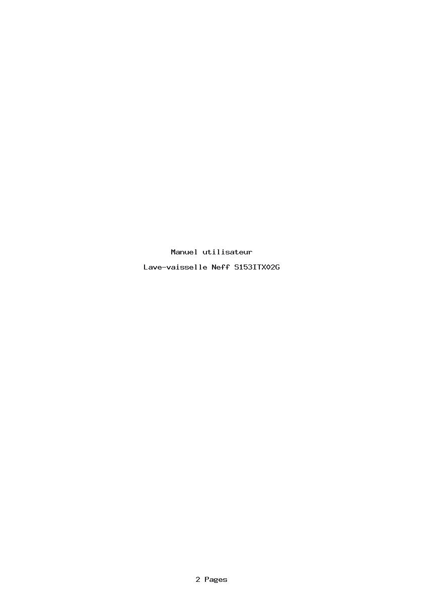 Page 1 de la notice Manuel utilisateur Neff S153ITX02G