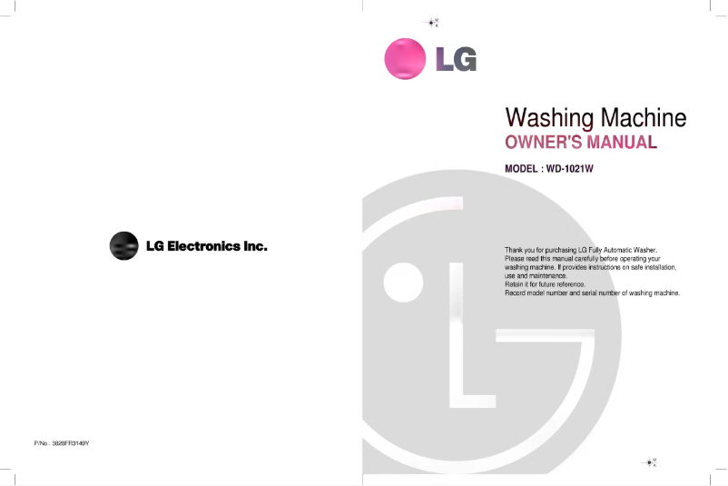 Page 1 de la notice Manuel utilisateur LG WD-1021W
