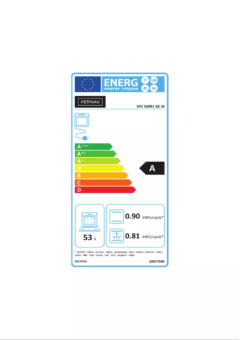 Página 1 del manual Etiqueta energética Kernau KFC 50091 GE W