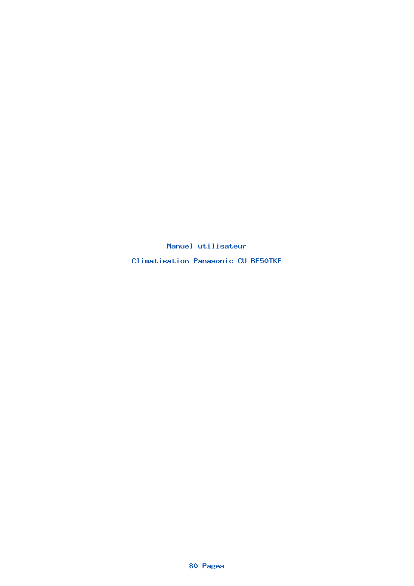 Page 1 de la notice Manuel utilisateur Panasonic CU-BE50TKE