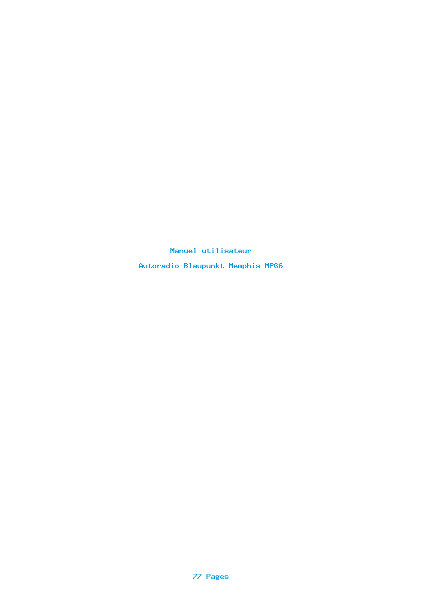 Page 1 de la notice Manuel utilisateur Blaupunkt Memphis MP66
