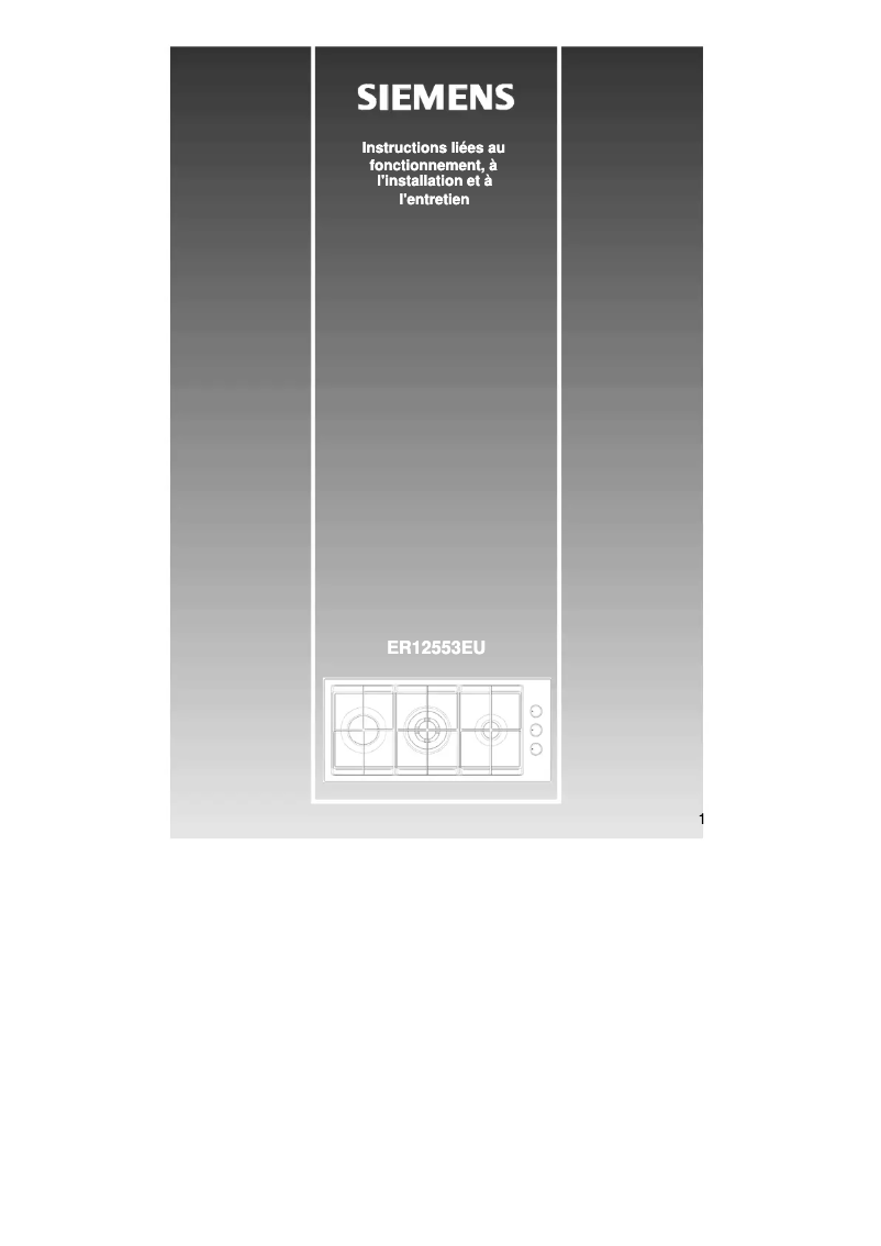 Page 1 de la notice Manuel utilisateur Siemens ER12553EU