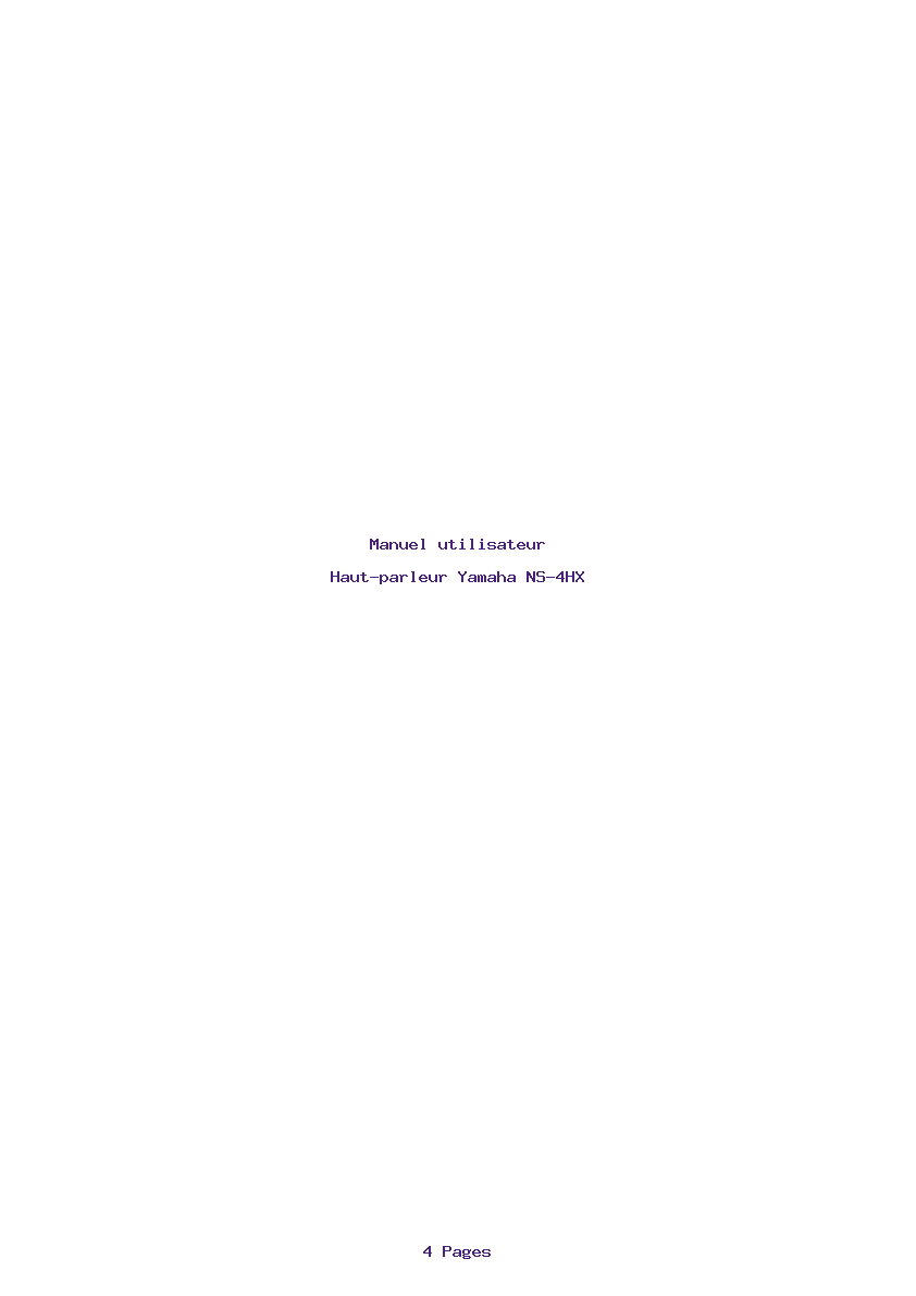 Page 1 de la notice Manuel utilisateur Yamaha NS-4HX