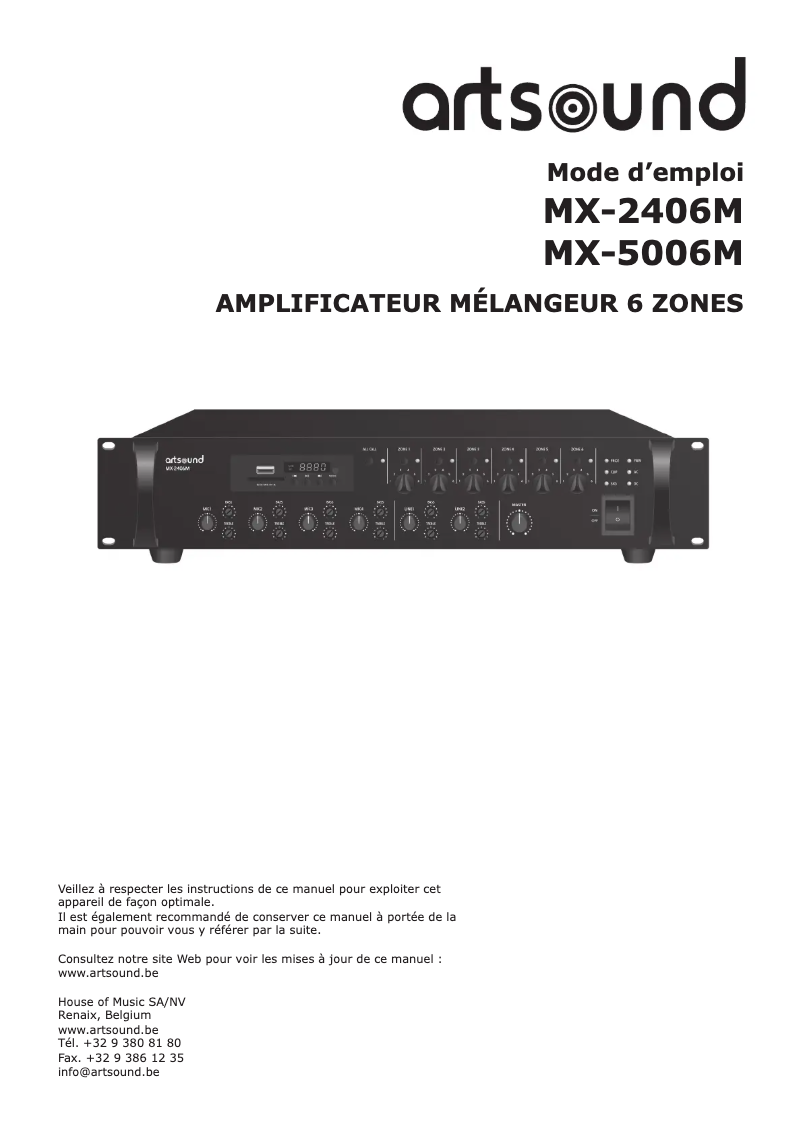 Page 1 of the manual User Manual Artsound MX-5006M