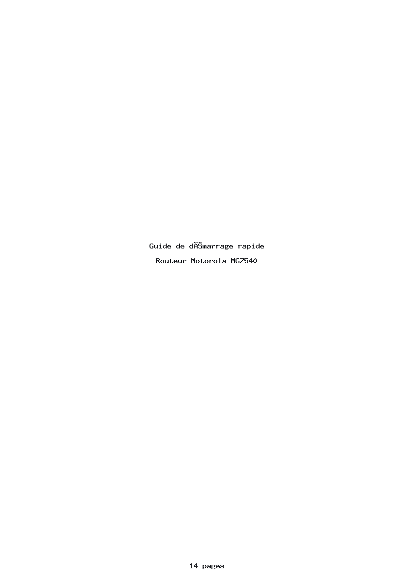 Page 1 de la notice Guide de démarrage rapide Motorola MG7540