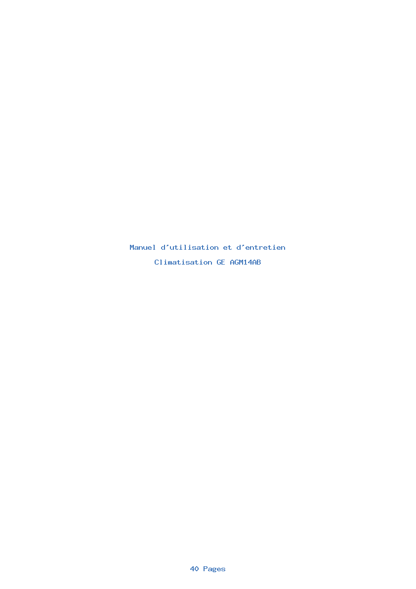 Page 1 de la notice Manuel d'utilisation et d'entretien GE AGM14AB