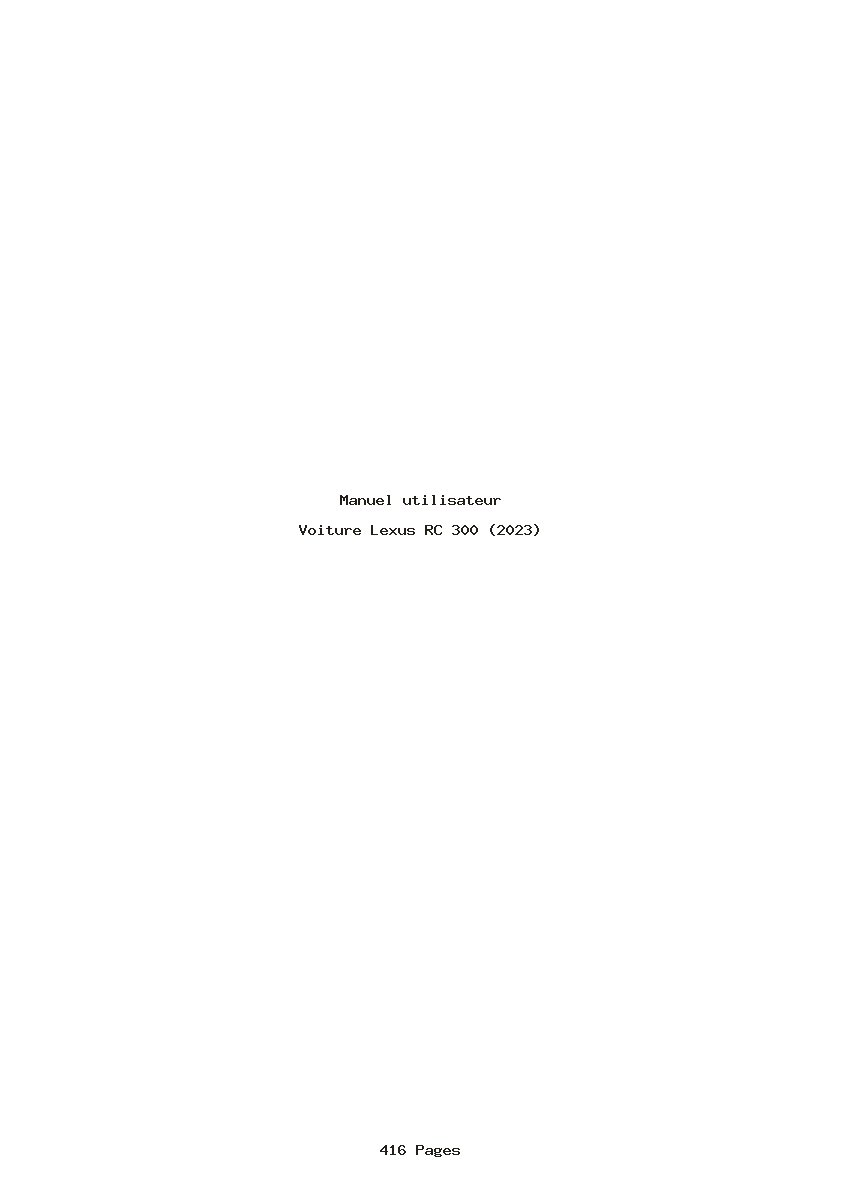 Page 1 de la notice Manuel utilisateur Lexus RC 300 (2023)