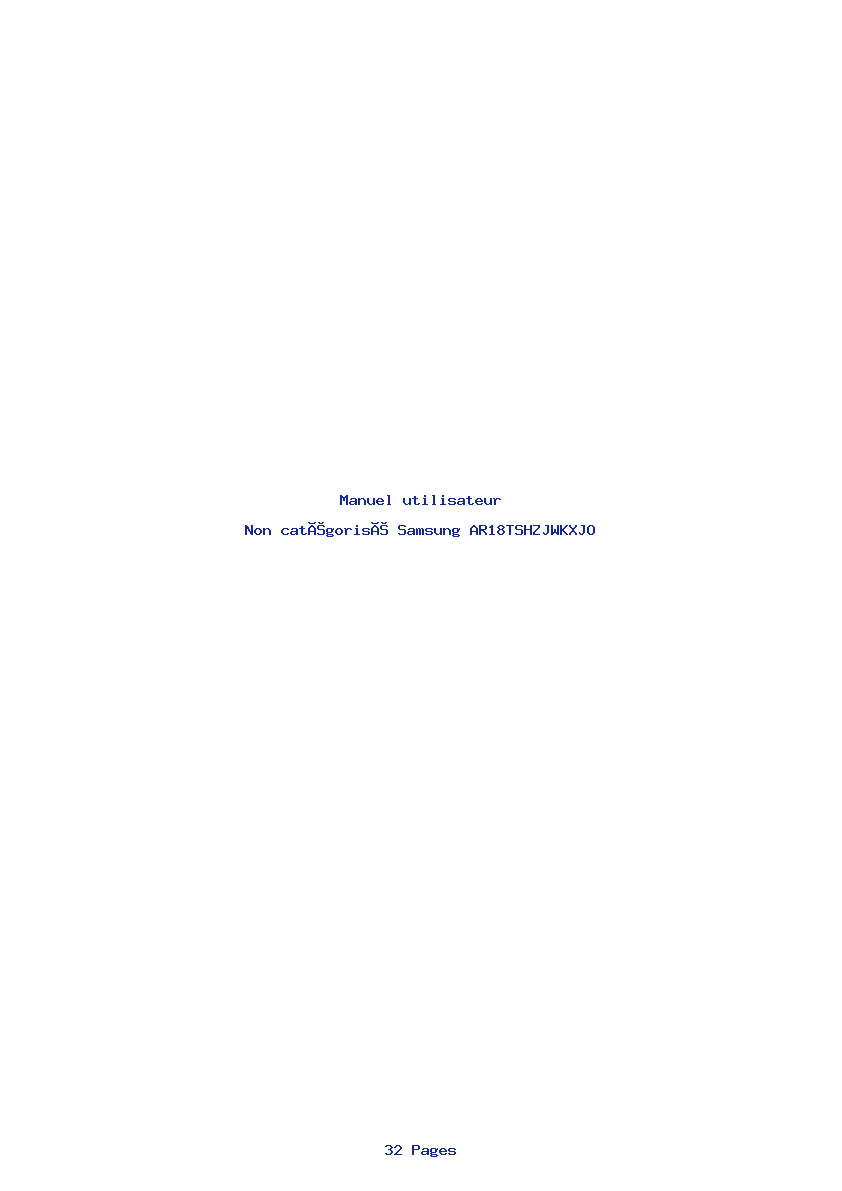 Page 1 de la notice Manuel utilisateur Samsung AR18TSHZJWKXJO
