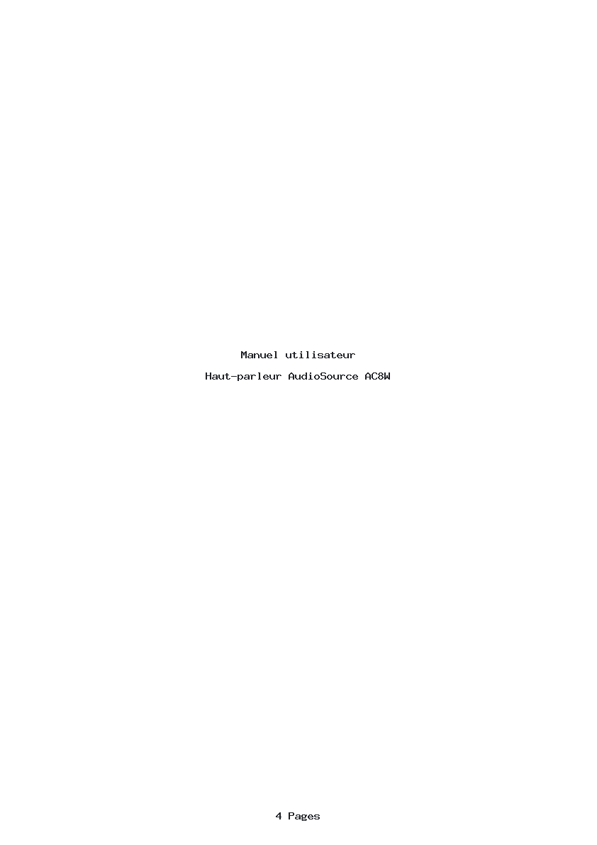 Page 1 de la notice Manuel utilisateur AudioSource AC8W