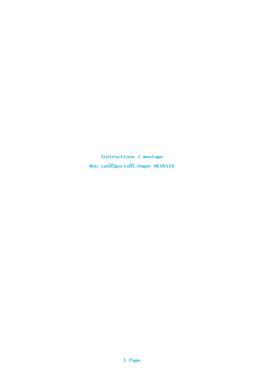 Page 1 de la notice Instructions / montage Hager REU511X