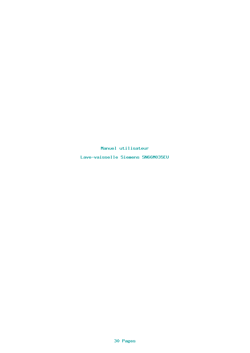 Page 1 de la notice Manuel utilisateur Siemens SN66M035EU
