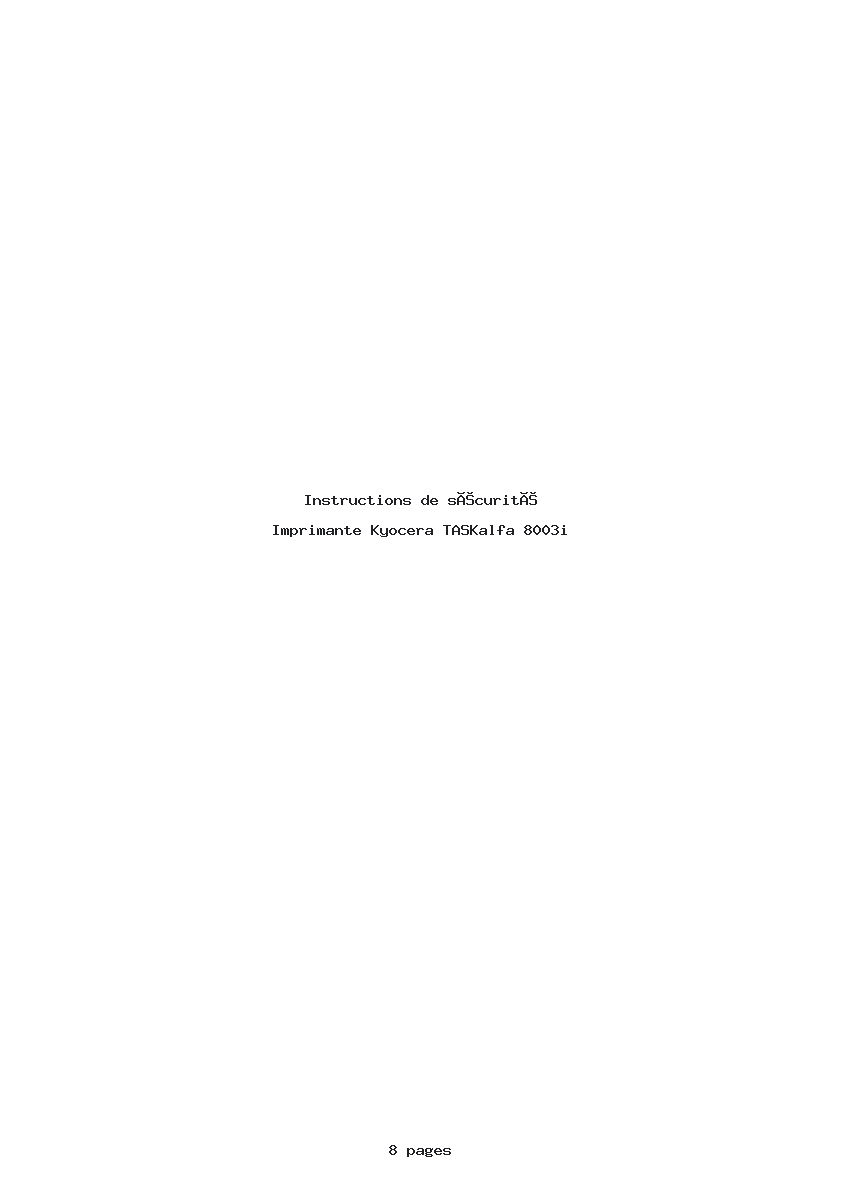 Page 1 de la notice Instructions de sécurité Kyocera TASKalfa 8003i