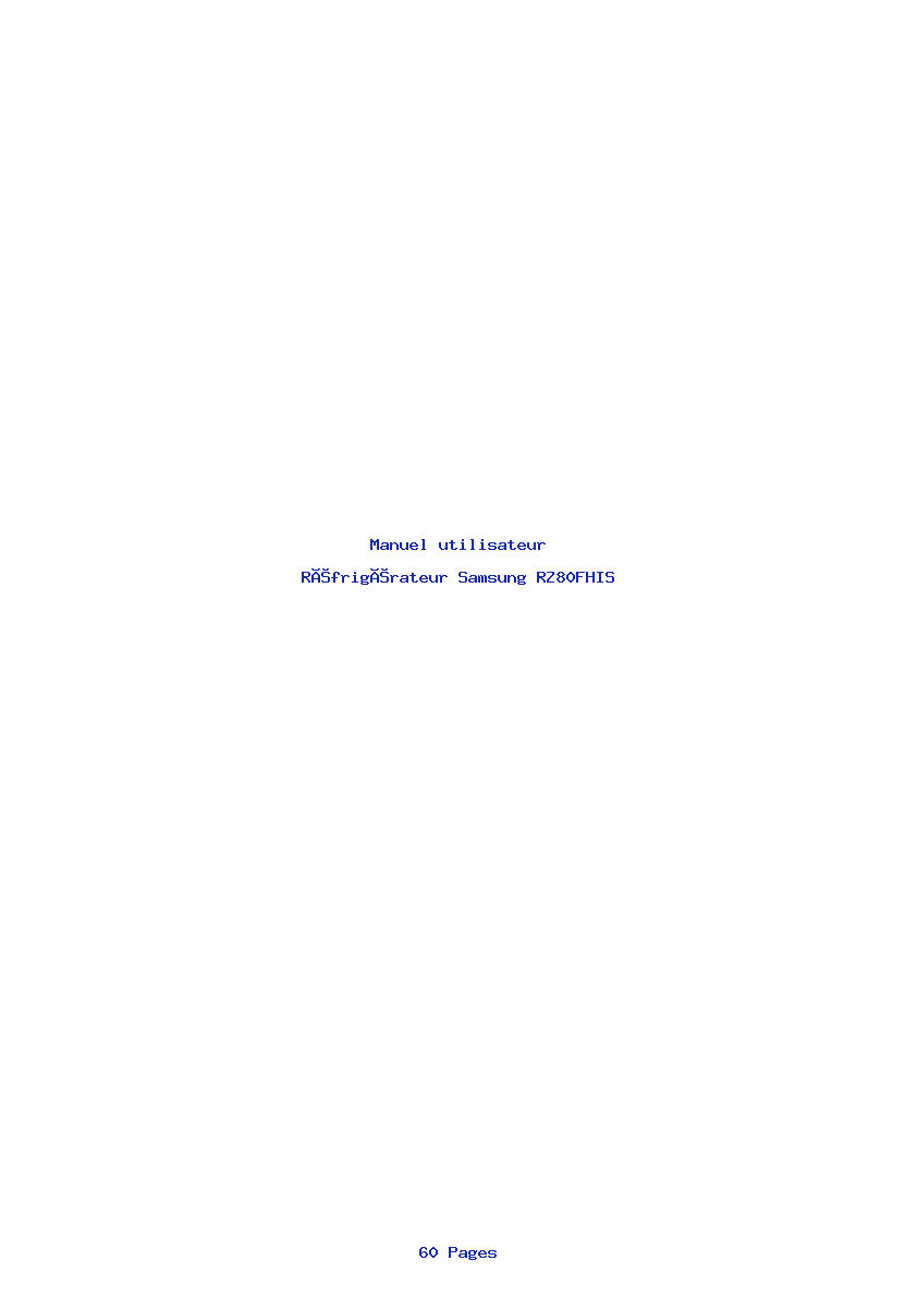 Page 1 de la notice Manuel utilisateur Samsung RZ80FHIS