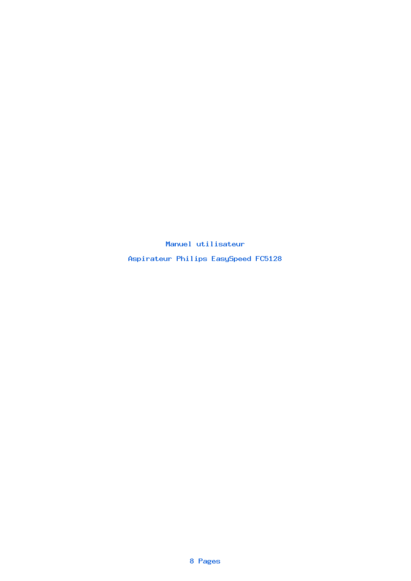 Page 1 de la notice Manuel utilisateur Philips EasySpeed FC5128