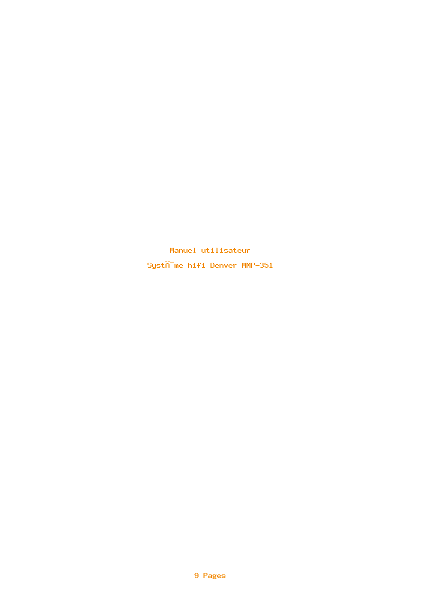 Page 1 de la notice Manuel utilisateur Denver MMP-351