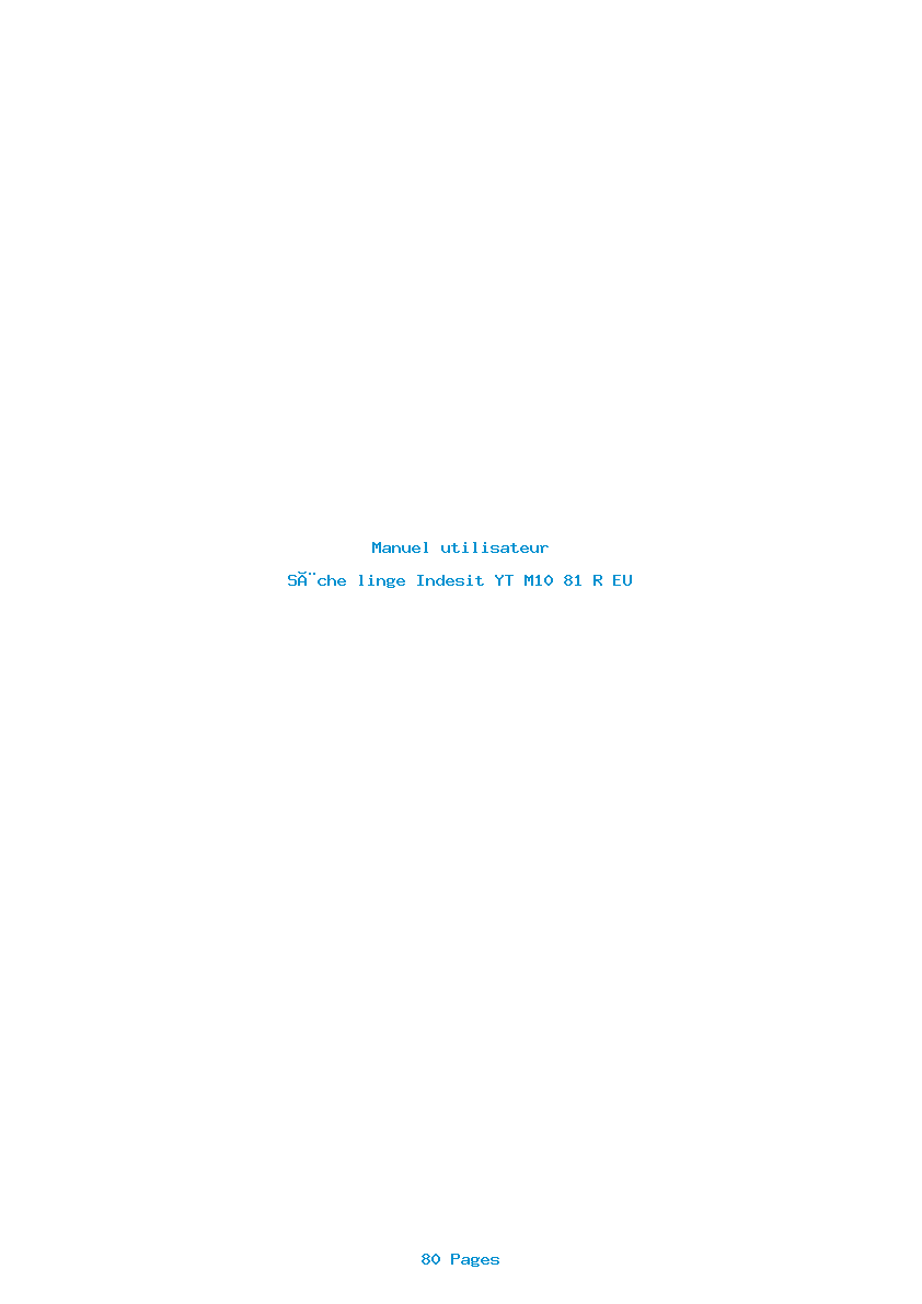 Page 1 de la notice Manuel utilisateur Indesit YT M10 81 R EU