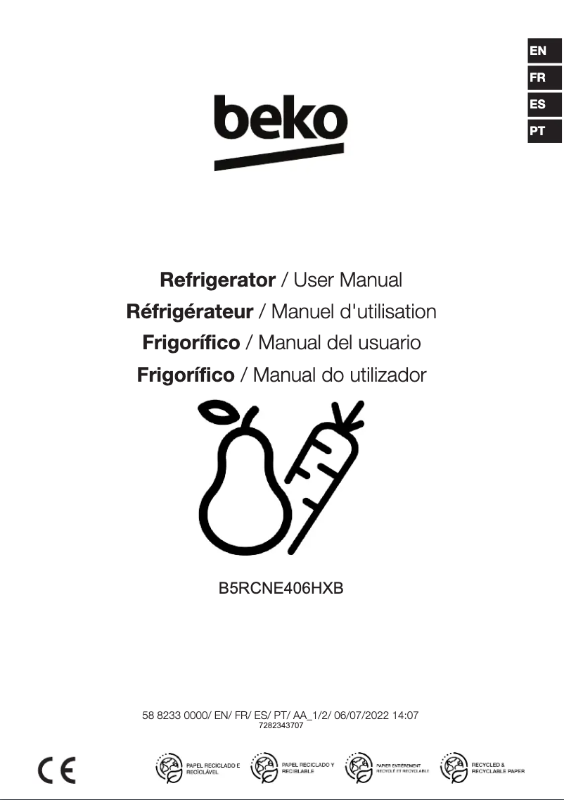 Page 1 de la notice Manuel utilisateur Beko B5RCNE406HXB