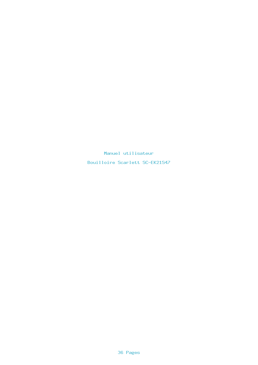Page 1 de la notice Manuel utilisateur Scarlett SC-EK21S47
