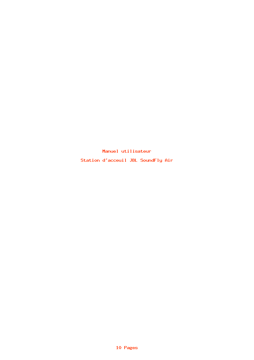 Page 1 de la notice Manuel utilisateur JBL SoundFly Air