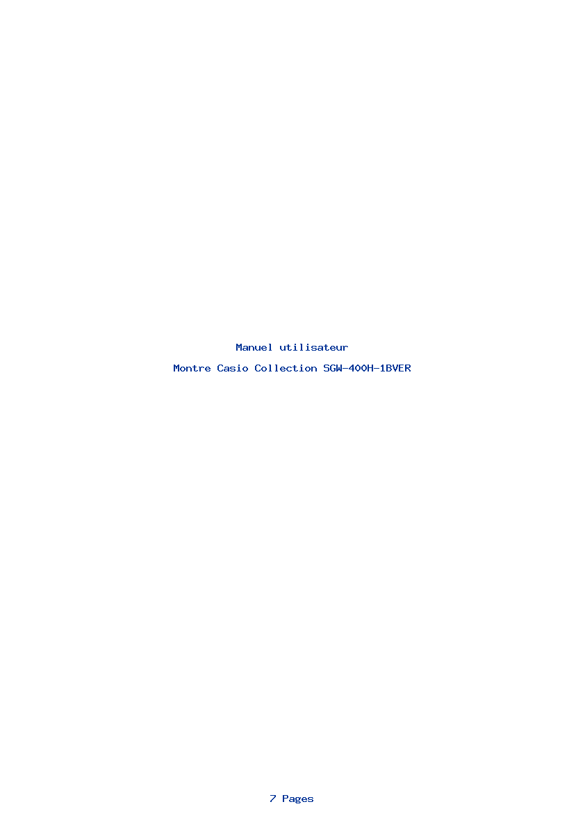 Page 1 de la notice Manuel utilisateur Casio Collection SGW-400H-1BVER