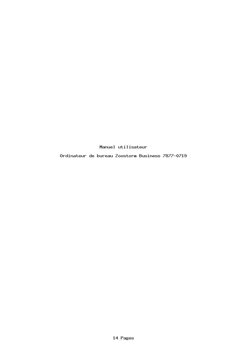 Page 1 de la notice Manuel utilisateur Zoostorm Business 7877-0719