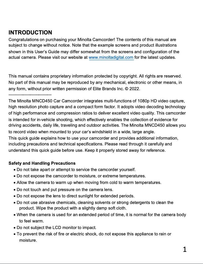 Página 1 del manual Manual de usuario Minolta MNCD450
