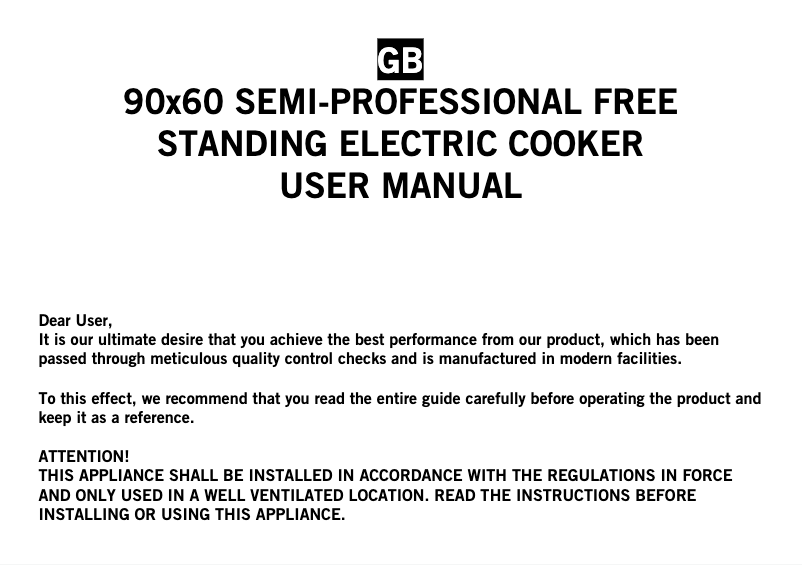 Page 1 de la notice Manuel utilisateur Wolf Power WGC9060CER