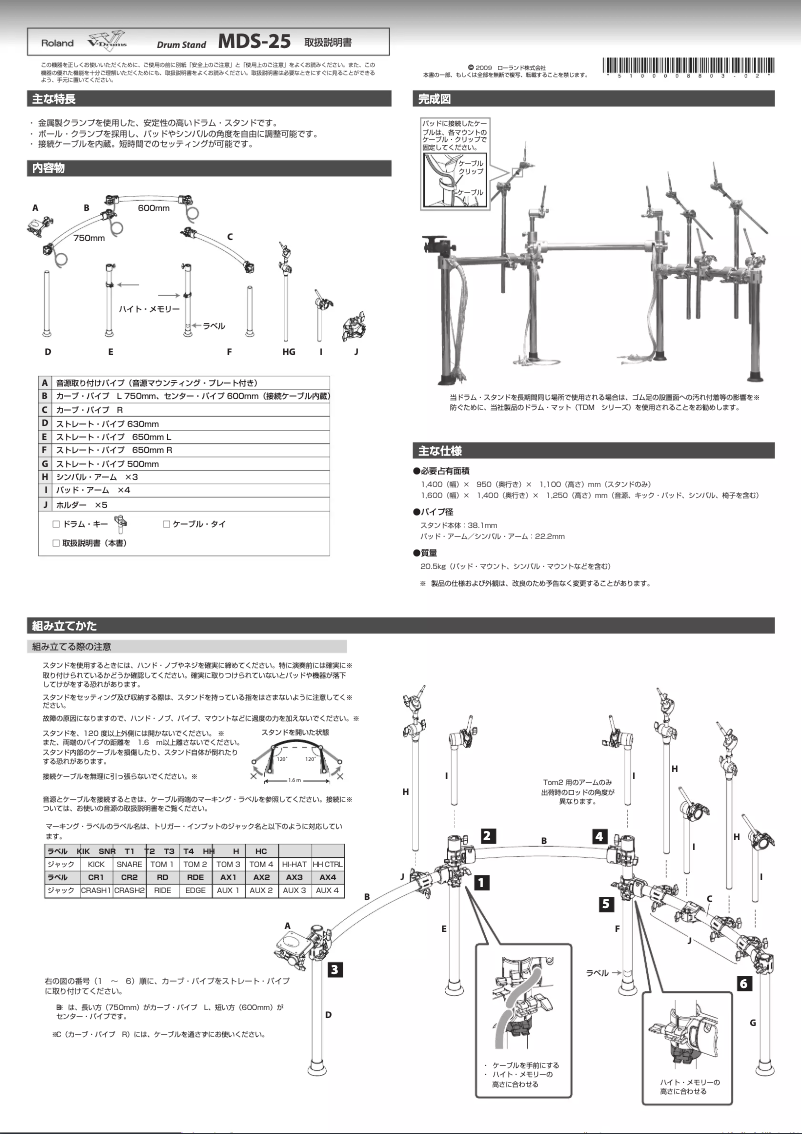Page 1 de la notice Manuel utilisateur Roland MDS-25