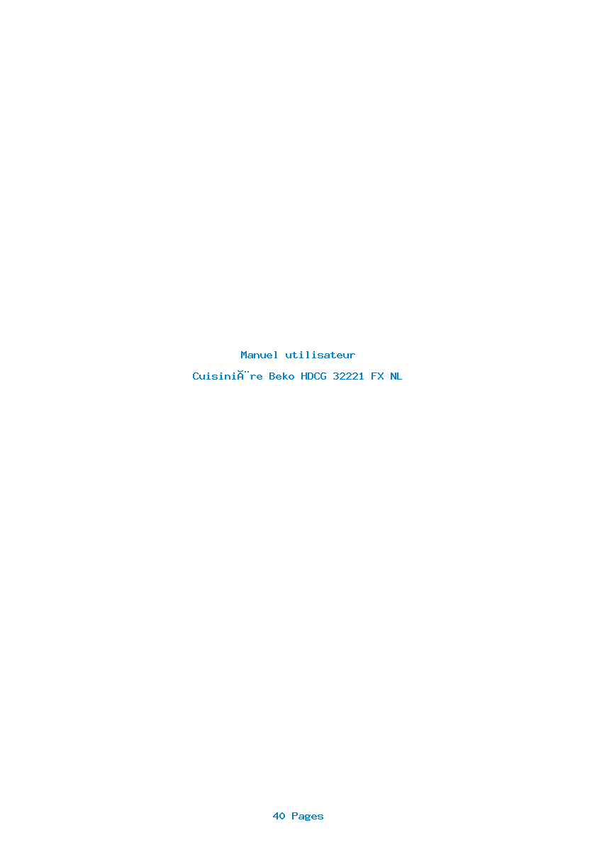 Page 1 de la notice Manuel utilisateur Beko HDCG 32221 FX NL