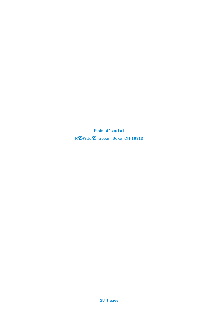 Page 1 de la notice Mode d'emploi Beko CFP1691D