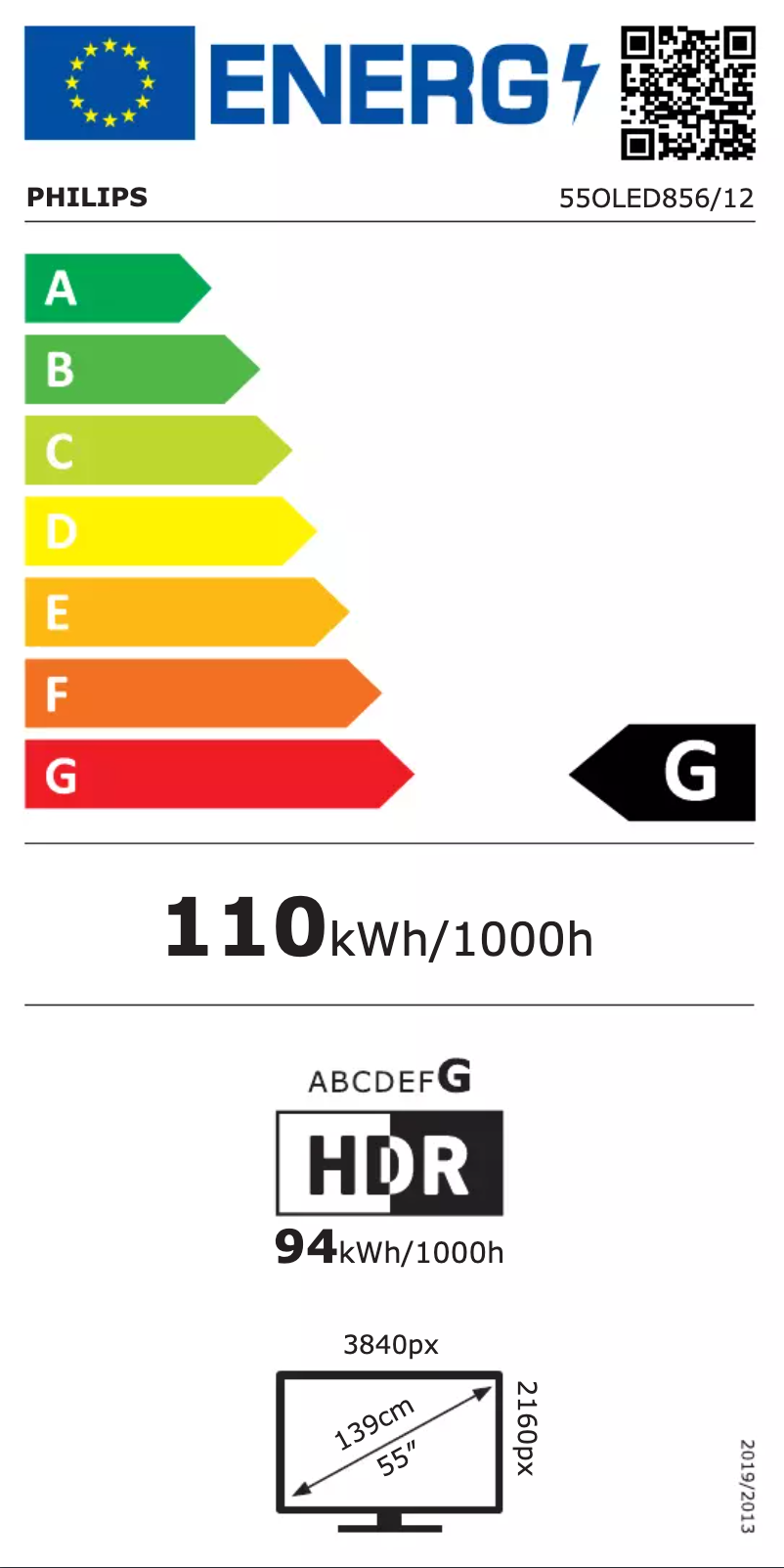 Page 1 of the manual Energy Label Philips 55OLED856