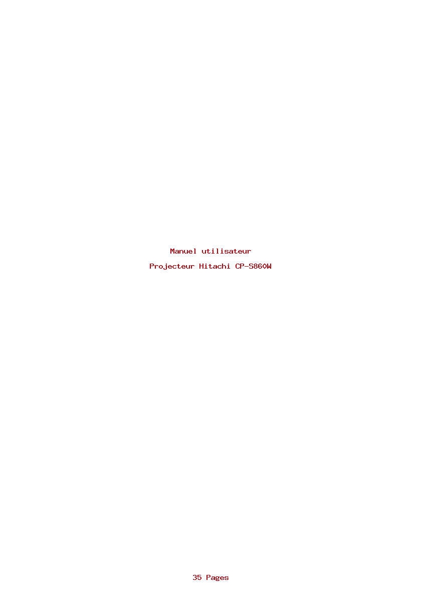 Page 1 de la notice Manuel utilisateur Hitachi CP-S860W