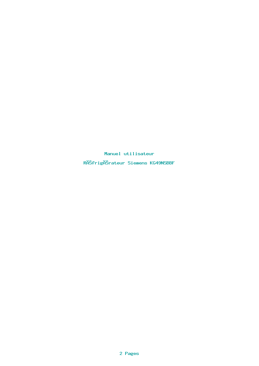 Page 1 de la notice Manuel utilisateur Siemens KG49NSBBF
