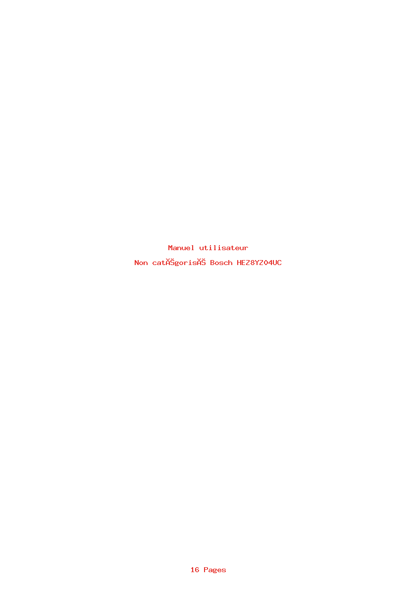 Page 1 de la notice Manuel utilisateur Bosch HEZ8YZ04UC
