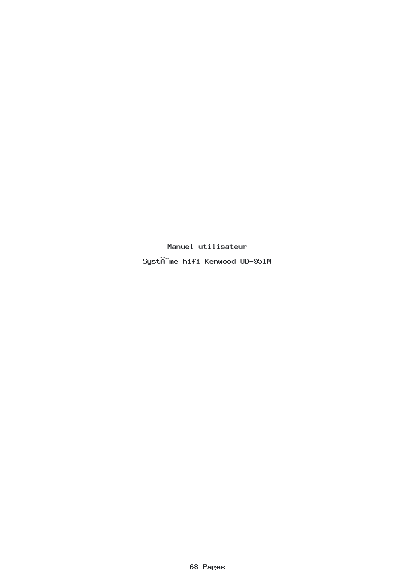 Page 1 de la notice Manuel utilisateur Kenwood UD-951M