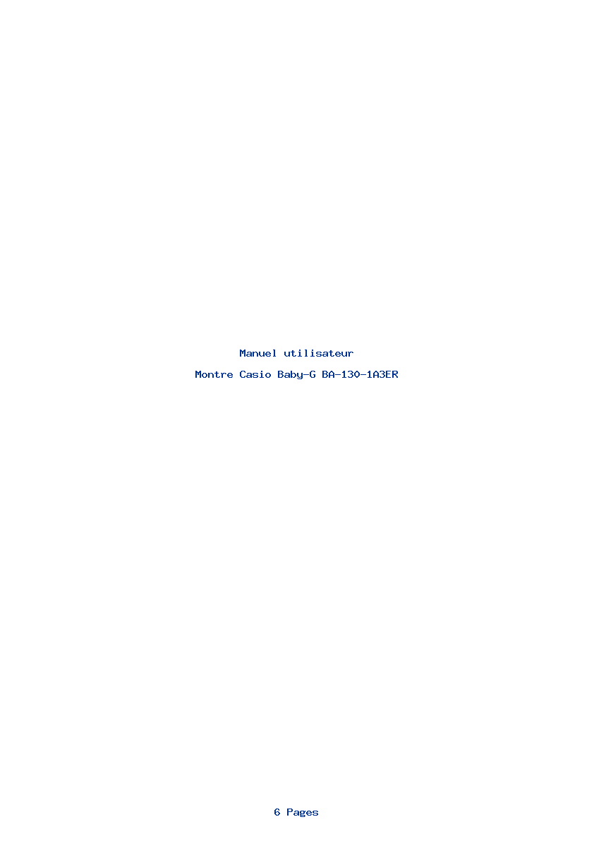 Page 1 de la notice Manuel utilisateur Casio Baby-G BA-130-1A3ER