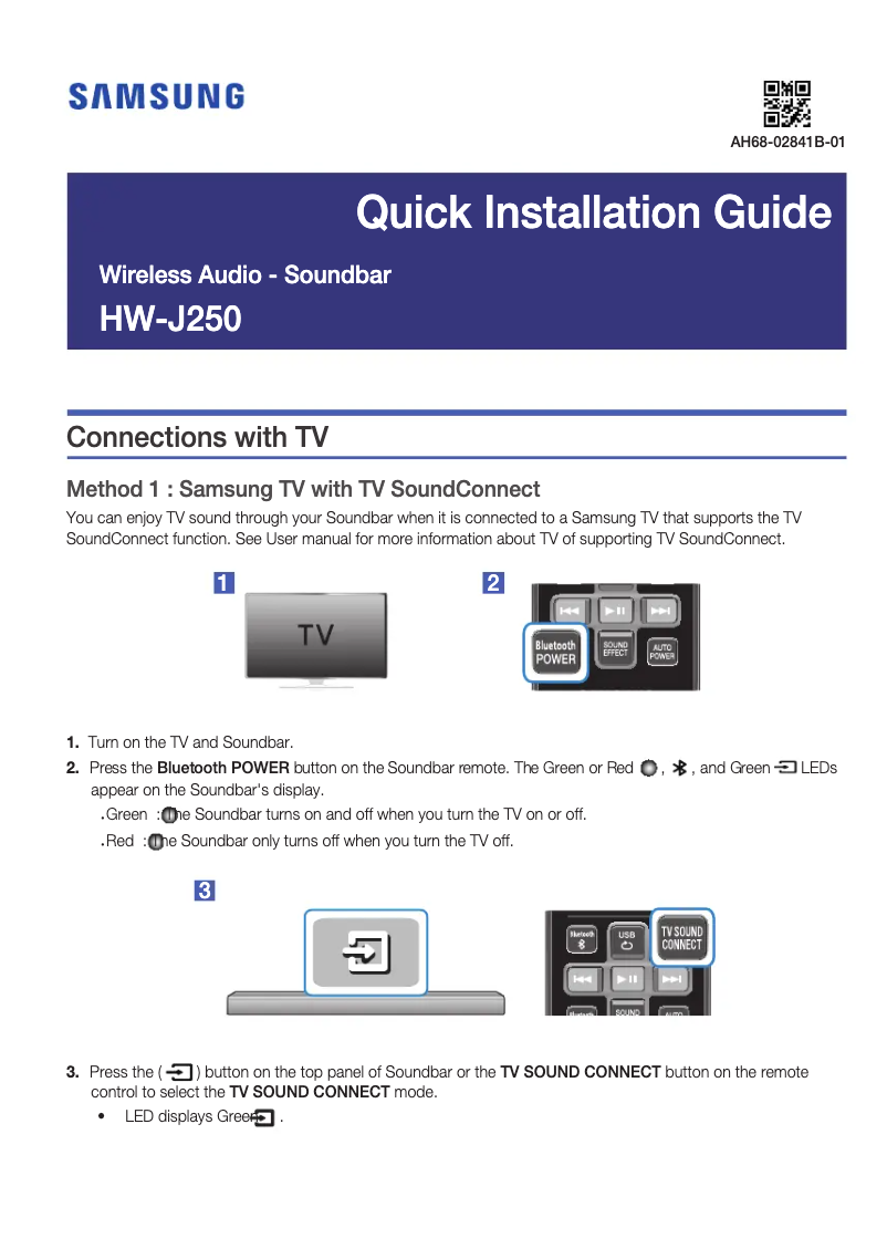 Página 1 del manual Guía de instalación Samsung HW-J250