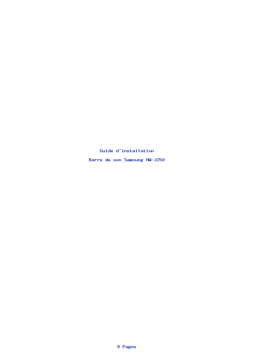 Page 1 de la notice Guide d'installation Samsung HW-J250
